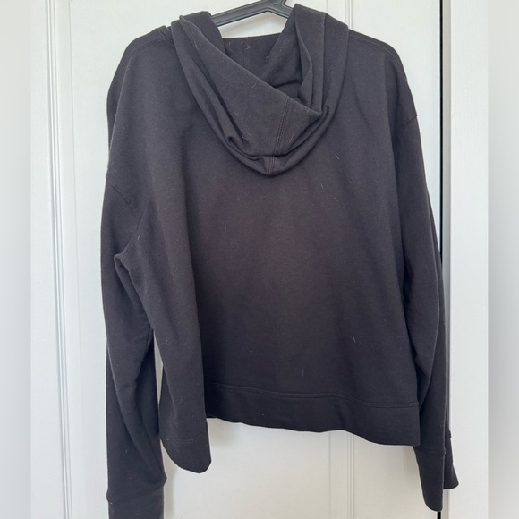 James Perse Black Cropped Cotton Hoodie size 3/ L - Picture 2 of 3